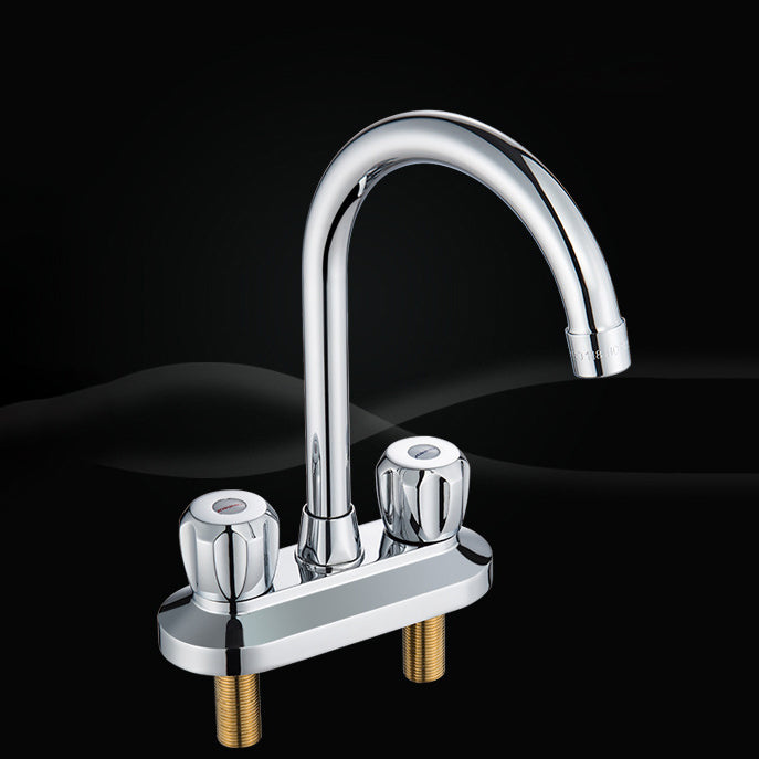 Modern Style Bathroom Faucet Double Handles Faucet Swivel Spout Faucet Clearhalo 'Bathroom Remodel & Bathroom Fixtures' 'Bathroom Sink Faucets' 'Bathroom Sinks & Faucet Components' 'bathroom_sink_faucets' 'Home Improvement' 'home_improvement' 'home_improvement_bathroom_sink_faucets' 6799973