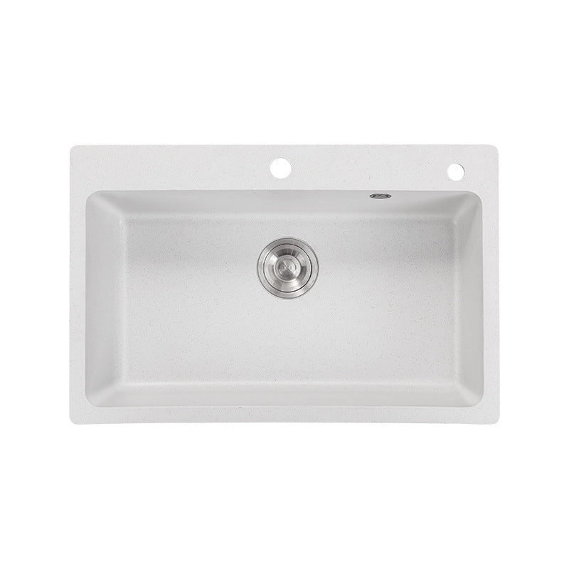 Quartz Single Bowl Kitchen Sink Rectangle Shape Kitchen Sink with Basket Strainer Clearhalo 'Home Improvement' 'home_improvement' 'home_improvement_kitchen_sinks' 'Kitchen Remodel & Kitchen Fixtures' 'Kitchen Sinks & Faucet Components' 'Kitchen Sinks' 'kitchen_sinks' 6800312