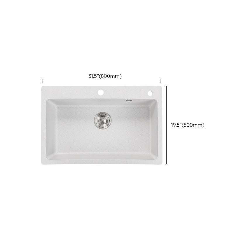 Quartz Single Bowl Kitchen Sink Rectangle Shape Kitchen Sink with Basket Strainer Clearhalo 'Home Improvement' 'home_improvement' 'home_improvement_kitchen_sinks' 'Kitchen Remodel & Kitchen Fixtures' 'Kitchen Sinks & Faucet Components' 'Kitchen Sinks' 'kitchen_sinks' 6800327