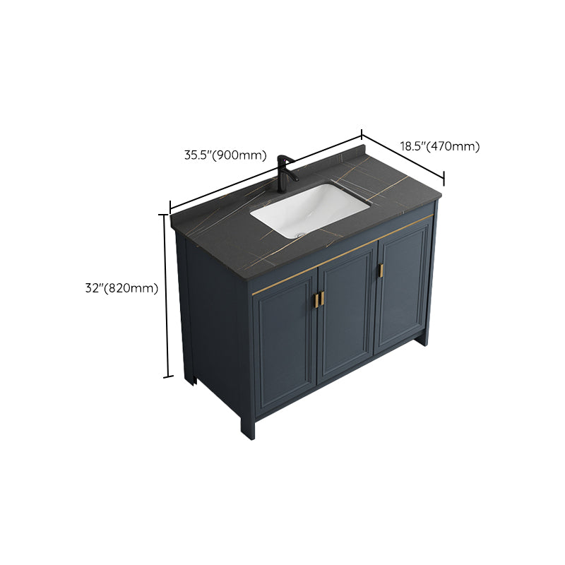 Blue Bathroom Vanity Metal Frame Single Sink Rectangle Mirror Bath Vanity with 2 Doors Clearhalo 'Bathroom Remodel & Bathroom Fixtures' 'Bathroom Vanities' 'bathroom_vanities' 'Home Improvement' 'home_improvement' 'home_improvement_bathroom_vanities' 6800475