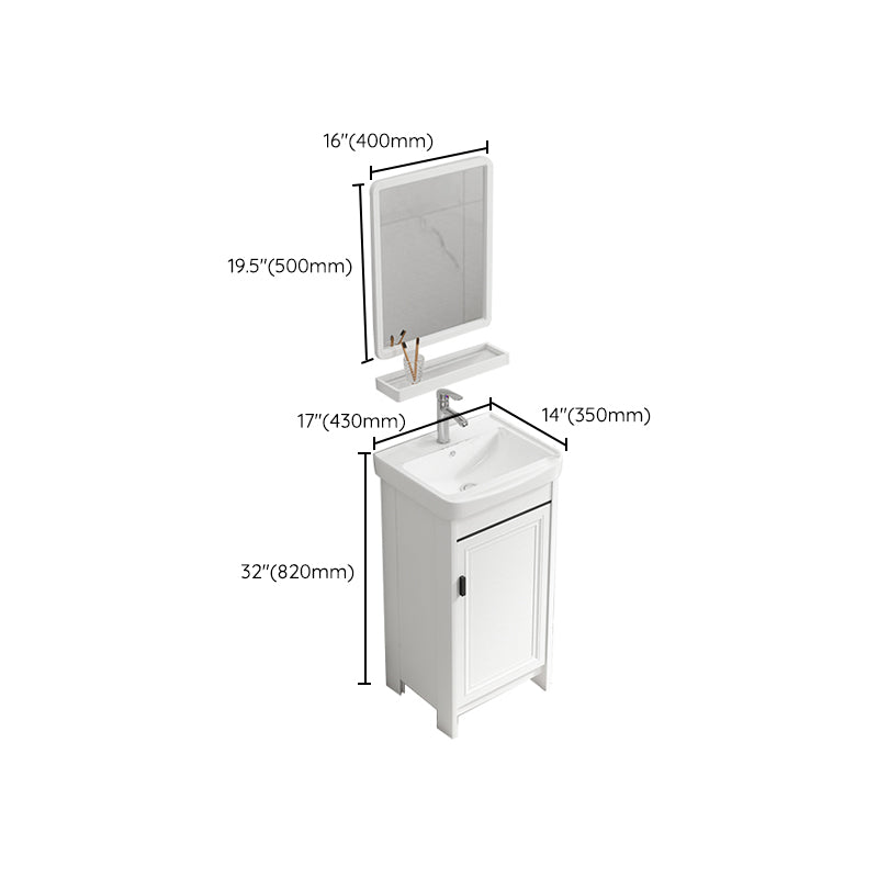 Rectangle Vanity Set White 2 Doors Freestanding Metal Frame Single Sink Vanity Clearhalo 'Bathroom Remodel & Bathroom Fixtures' 'Bathroom Vanities' 'bathroom_vanities' 'Home Improvement' 'home_improvement' 'home_improvement_bathroom_vanities' 6800505