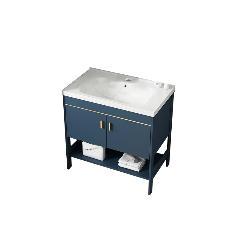 Contemporary Vanity Sink Mirror Cabinet Metal Vanity Cabinet with Storage Shelving Bathroom Vanity Clearhalo 'Bathroom Remodel & Bathroom Fixtures' 'Bathroom Vanities' 'bathroom_vanities' 'Home Improvement' 'home_improvement' 'home_improvement_bathroom_vanities' 6800571