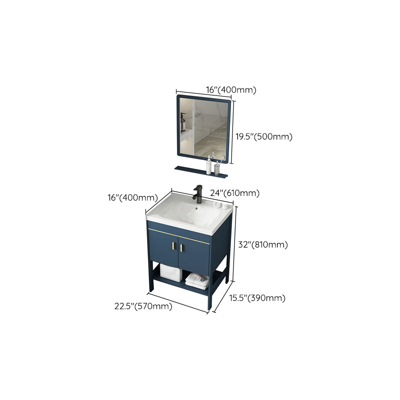 Contemporary Vanity Sink Mirror Cabinet Metal Vanity Cabinet with Storage Shelving Clearhalo 'Bathroom Remodel & Bathroom Fixtures' 'Bathroom Vanities' 'bathroom_vanities' 'Home Improvement' 'home_improvement' 'home_improvement_bathroom_vanities' 6800598