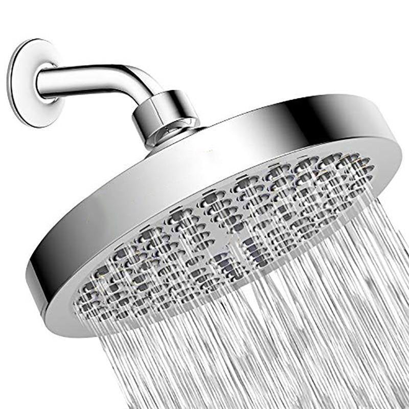 Round Pressurized Rain Shower Head Wall-Mount Adjustable Shower Head Silver Clearhalo 'Bathroom Remodel & Bathroom Fixtures' 'Home Improvement' 'home_improvement' 'home_improvement_shower_heads' 'Shower Heads' 'shower_heads' 'Showers & Bathtubs Plumbing' 'Showers & Bathtubs' 6800684