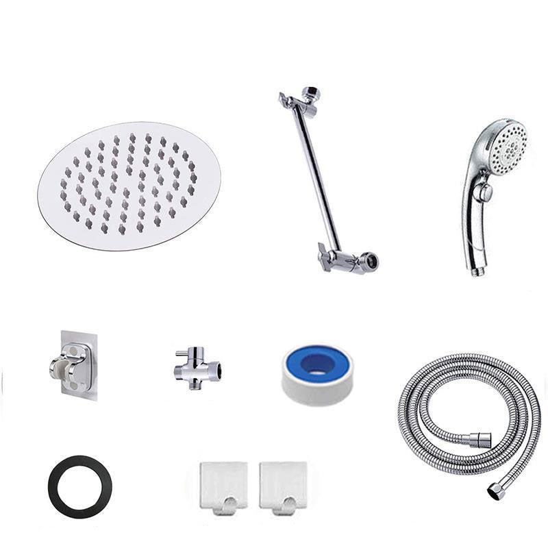 Stainless Steel 8 Inch Shower Set 5 Sprays Hand-Held Shower Head Shower Arm Round Clearhalo 'Bathroom Remodel & Bathroom Fixtures' 'Home Improvement' 'home_improvement' 'home_improvement_shower_heads' 'Shower Heads' 'shower_heads' 'Showers & Bathtubs Plumbing' 'Showers & Bathtubs' 6800691