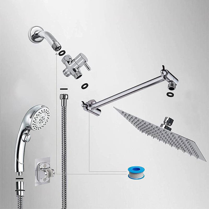 Stainless Steel 8 Inch Shower Set 5 Sprays Hand-Held Shower Head Shower Arm Clearhalo 'Bathroom Remodel & Bathroom Fixtures' 'Home Improvement' 'home_improvement' 'home_improvement_shower_heads' 'Shower Heads' 'shower_heads' 'Showers & Bathtubs Plumbing' 'Showers & Bathtubs' 6800693