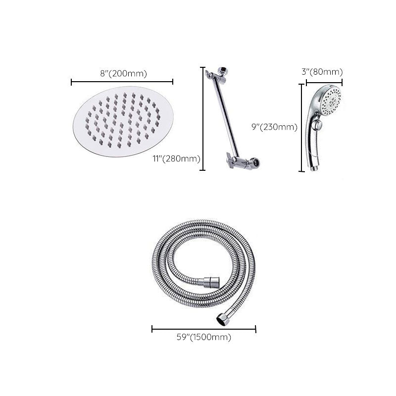 Stainless Steel 8 Inch Shower Set 5 Sprays Hand-Held Shower Head Shower Arm Clearhalo 'Bathroom Remodel & Bathroom Fixtures' 'Home Improvement' 'home_improvement' 'home_improvement_shower_heads' 'Shower Heads' 'shower_heads' 'Showers & Bathtubs Plumbing' 'Showers & Bathtubs' 6800701