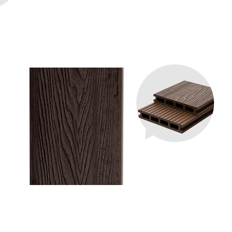 Rectangle Engineered Wooden Floor Water Resistant Floor Tile for Patio Garden Dark Coffee Square Hole Clearhalo 'Flooring 'Hardwood Flooring' 'hardwood_flooring' 'Home Improvement' 'home_improvement' 'home_improvement_hardwood_flooring' Walls and Ceiling' 6802018