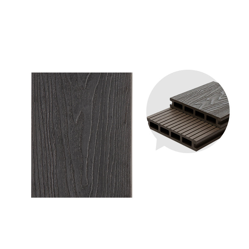 Rectangle Engineered Wooden Floor Water Resistant Floor Tile for Patio Garden Dark Gray Square Hole Clearhalo 'Flooring 'Hardwood Flooring' 'hardwood_flooring' 'Home Improvement' 'home_improvement' 'home_improvement_hardwood_flooring' Walls and Ceiling' 6802020