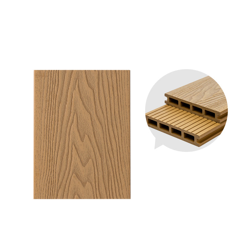 Rectangle Engineered Wooden Floor Water Resistant Floor Tile for Patio Garden Camel Square Hole Clearhalo 'Flooring 'Hardwood Flooring' 'hardwood_flooring' 'Home Improvement' 'home_improvement' 'home_improvement_hardwood_flooring' Walls and Ceiling' 6802029