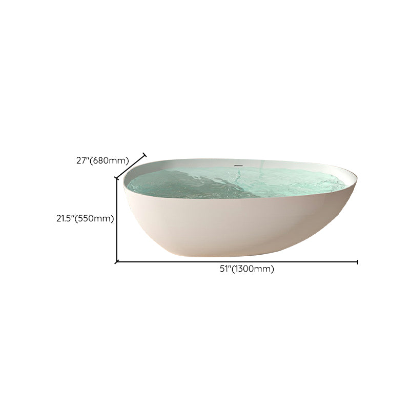 Modern Style Freestanding Soaking Bathtub Stone Bathroom Bathtub in White Clearhalo 'Bathroom Remodel & Bathroom Fixtures' 'Bathtubs' 'Home Improvement' 'home_improvement' 'home_improvement_bathtubs' 'Showers & Bathtubs' 6811924