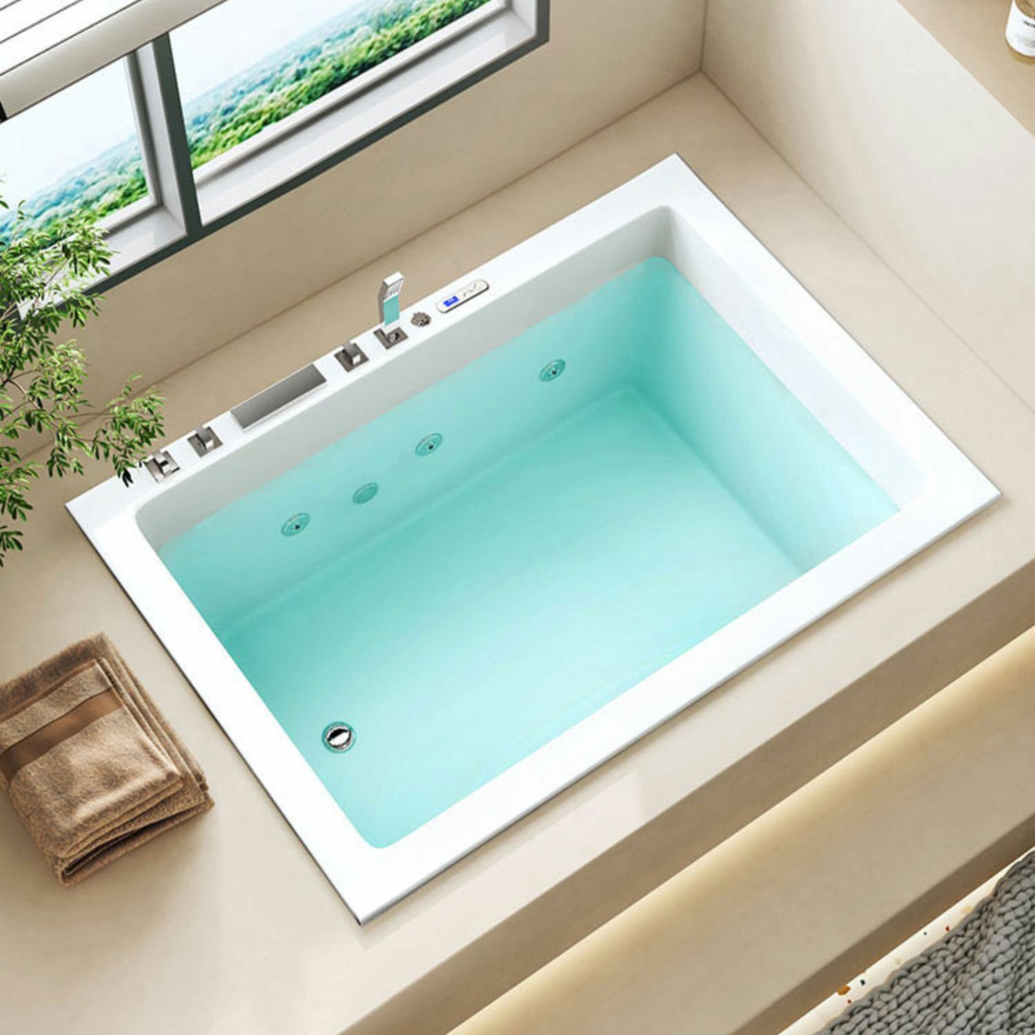 Modern Drop-in Acrylic Bathtub Rectangle Soaking/Whirlpool Bathtub Clearhalo 'Bathroom Remodel & Bathroom Fixtures' 'Bathtubs' 'Home Improvement' 'home_improvement' 'home_improvement_bathtubs' 'Showers & Bathtubs' 6811950