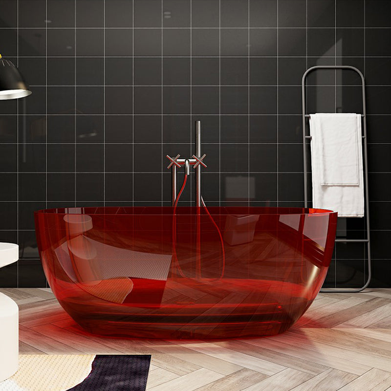 Modern Freestanding Roll Top Bathtub Soaking Oval Bath for Bathroom Red Clearhalo 'Bathroom Remodel & Bathroom Fixtures' 'Bathtubs' 'Home Improvement' 'home_improvement' 'home_improvement_bathtubs' 'Showers & Bathtubs' 6811992