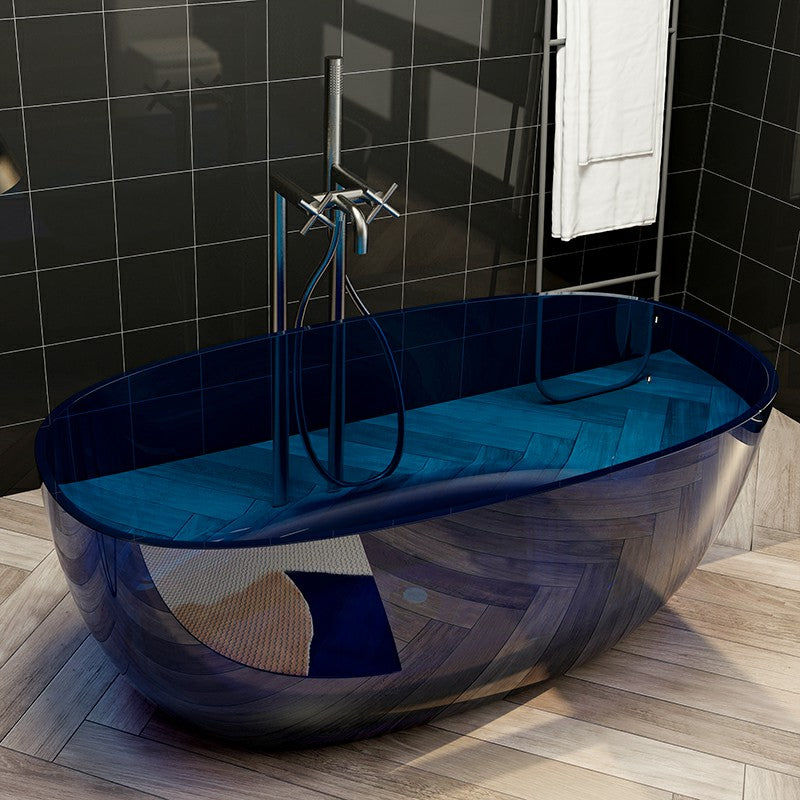 Modern Freestanding Roll Top Bathtub Soaking Oval Bath for Bathroom Blue Clearhalo 'Bathroom Remodel & Bathroom Fixtures' 'Bathtubs' 'Home Improvement' 'home_improvement' 'home_improvement_bathtubs' 'Showers & Bathtubs' 6811994