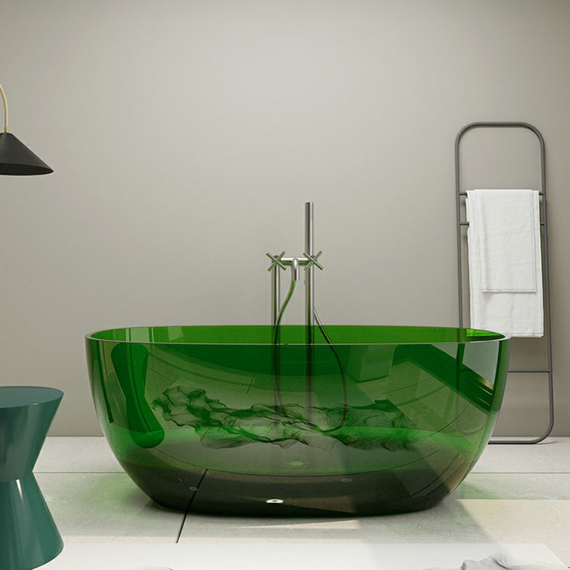 Modern Freestanding Roll Top Bathtub Soaking Oval Bath for Bathroom Green 63"L x 30"W x 22"H Clearhalo 'Bathroom Remodel & Bathroom Fixtures' 'Bathtubs' 'Home Improvement' 'home_improvement' 'home_improvement_bathtubs' 'Showers & Bathtubs' 6811997