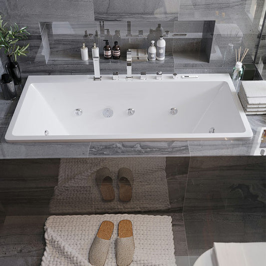 Contemporary Rectangle Drop-in Bathtub Acrylic Soaking/Whirlpool Bathtub Clearhalo 'Bathroom Remodel & Bathroom Fixtures' 'Bathtubs' 'Home Improvement' 'home_improvement' 'home_improvement_bathtubs' 'Showers & Bathtubs' 6812013
