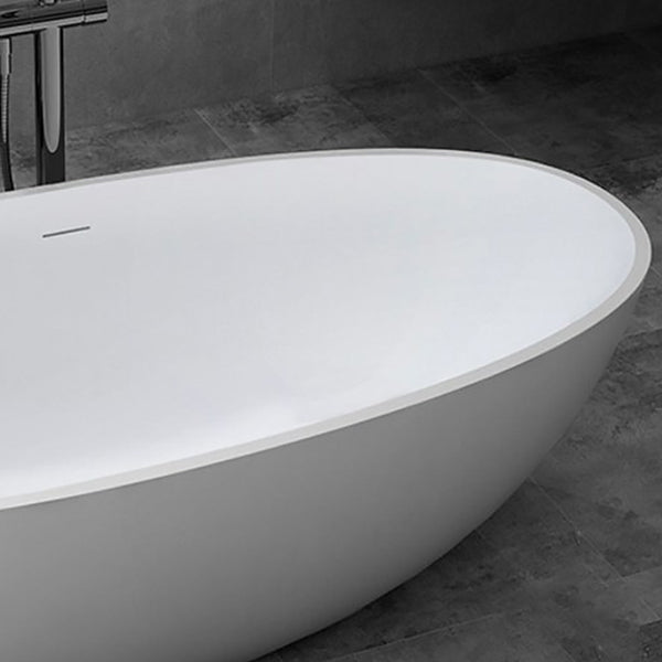 Modern Style Oval Freestanding Bathtub Stone Bathtub with Overflow Trim Clearhalo 'Bathroom Remodel & Bathroom Fixtures' 'Bathtubs' 'Home Improvement' 'home_improvement' 'home_improvement_bathtubs' 'Showers & Bathtubs' 6812040