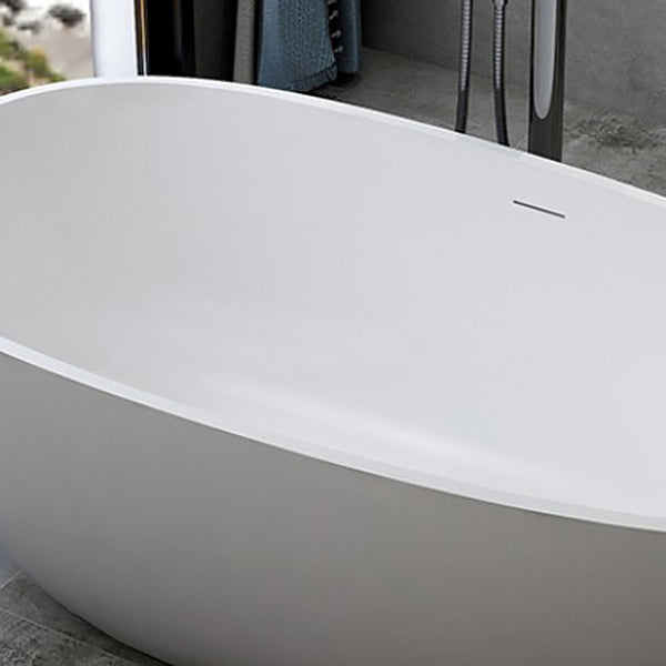 Modern Style Oval Freestanding Bathtub Stone Bathtub with Overflow Trim Clearhalo 'Bathroom Remodel & Bathroom Fixtures' 'Bathtubs' 'Home Improvement' 'home_improvement' 'home_improvement_bathtubs' 'Showers & Bathtubs' 6812042