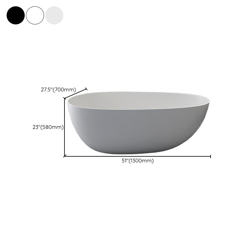 Modern Style Oval Freestanding Bathtub Stone Bathtub with Overflow Trim Clearhalo 'Bathroom Remodel & Bathroom Fixtures' 'Bathtubs' 'Home Improvement' 'home_improvement' 'home_improvement_bathtubs' 'Showers & Bathtubs' 6812044