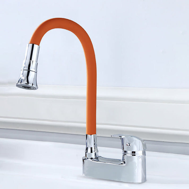 Modern Style Vessel Faucet Copper Single Handle High Arc Vessel Faucet Orange Dual Mode Clearhalo 'Bathroom Remodel & Bathroom Fixtures' 'Bathroom Sink Faucets' 'Bathroom Sinks & Faucet Components' 'bathroom_sink_faucets' 'Home Improvement' 'home_improvement' 'home_improvement_bathroom_sink_faucets' 6818368