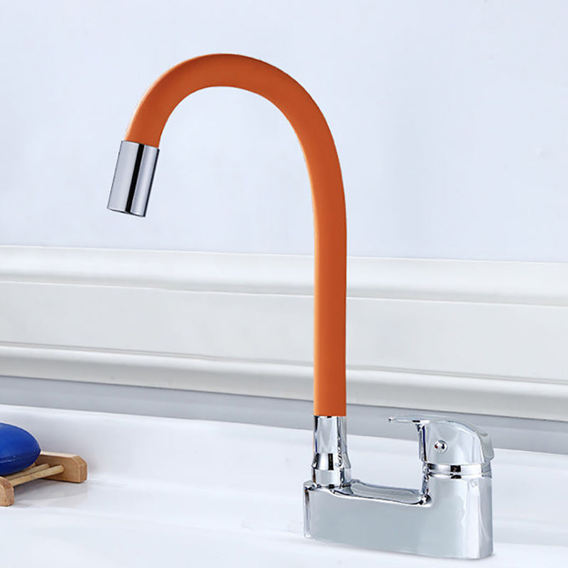 Modern Style Vessel Faucet Copper Single Handle High Arc Vessel Faucet Orange Single Pattern Clearhalo 'Bathroom Remodel & Bathroom Fixtures' 'Bathroom Sink Faucets' 'Bathroom Sinks & Faucet Components' 'bathroom_sink_faucets' 'Home Improvement' 'home_improvement' 'home_improvement_bathroom_sink_faucets' 6818370