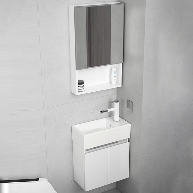 Modern Metal Bathroom Vanity Solid Color Wall Mount Vanity Cabinet in White Clearhalo 'Bathroom Remodel & Bathroom Fixtures' 'Bathroom Vanities' 'bathroom_vanities' 'Home Improvement' 'home_improvement' 'home_improvement_bathroom_vanities' 6818711