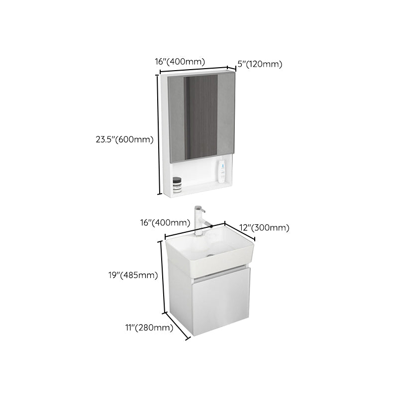 Modern Metal Bathroom Vanity Solid Color Wall Mount Vanity Cabinet in White Clearhalo 'Bathroom Remodel & Bathroom Fixtures' 'Bathroom Vanities' 'bathroom_vanities' 'Home Improvement' 'home_improvement' 'home_improvement_bathroom_vanities' 6818739