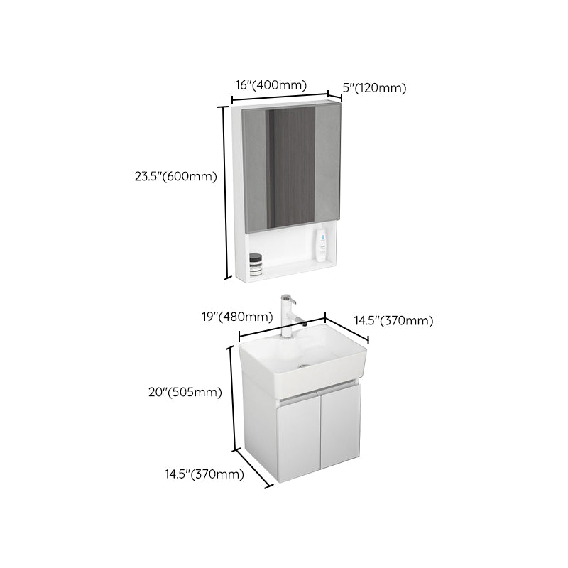 Modern Metal Bathroom Vanity Solid Color Wall Mount Vanity Cabinet in White Clearhalo 'Bathroom Remodel & Bathroom Fixtures' 'Bathroom Vanities' 'bathroom_vanities' 'Home Improvement' 'home_improvement' 'home_improvement_bathroom_vanities' 6818740