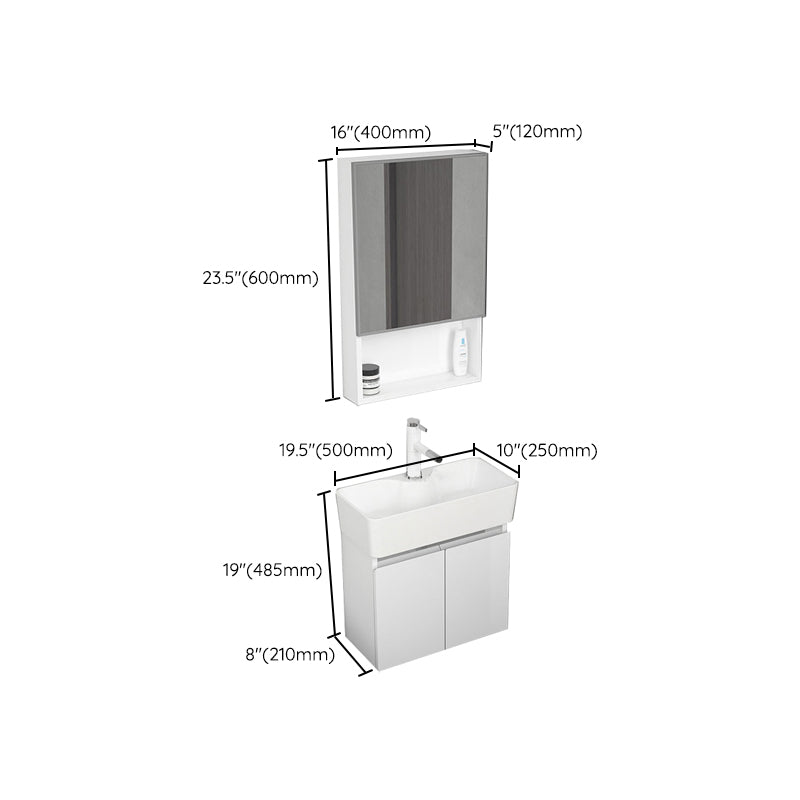 Modern Metal Bathroom Vanity Solid Color Wall Mount Vanity Cabinet in White Clearhalo 'Bathroom Remodel & Bathroom Fixtures' 'Bathroom Vanities' 'bathroom_vanities' 'Home Improvement' 'home_improvement' 'home_improvement_bathroom_vanities' 6818743