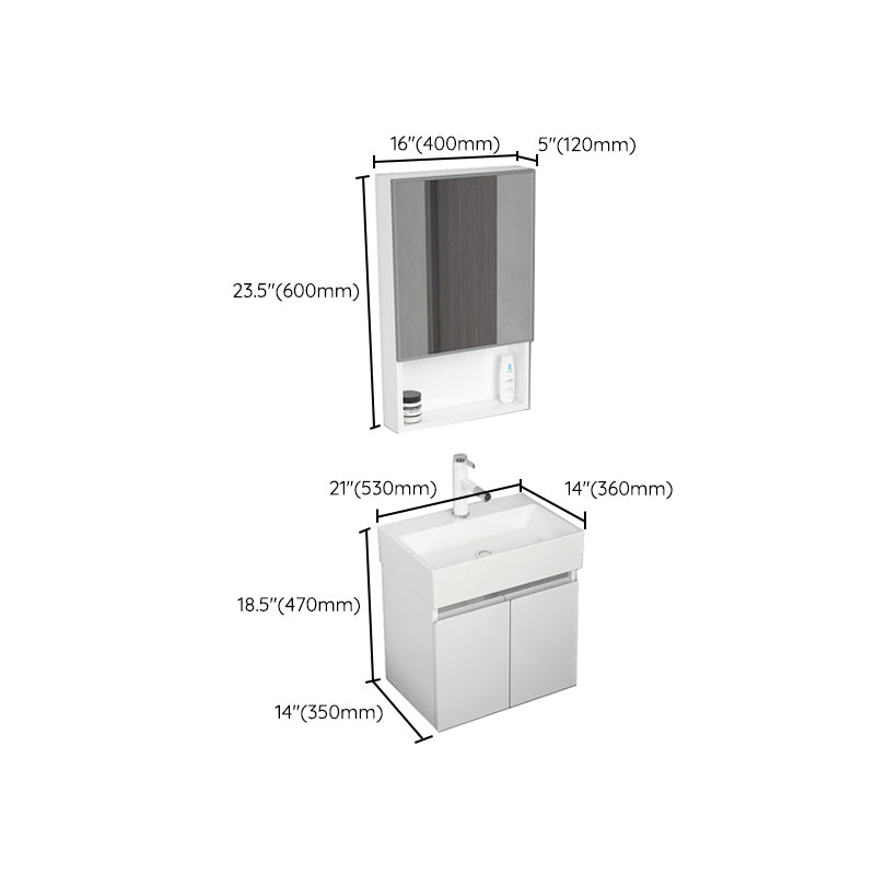 Modern Metal Bathroom Vanity Solid Color Wall Mount Vanity Cabinet in White Clearhalo 'Bathroom Remodel & Bathroom Fixtures' 'Bathroom Vanities' 'bathroom_vanities' 'Home Improvement' 'home_improvement' 'home_improvement_bathroom_vanities' 6818745