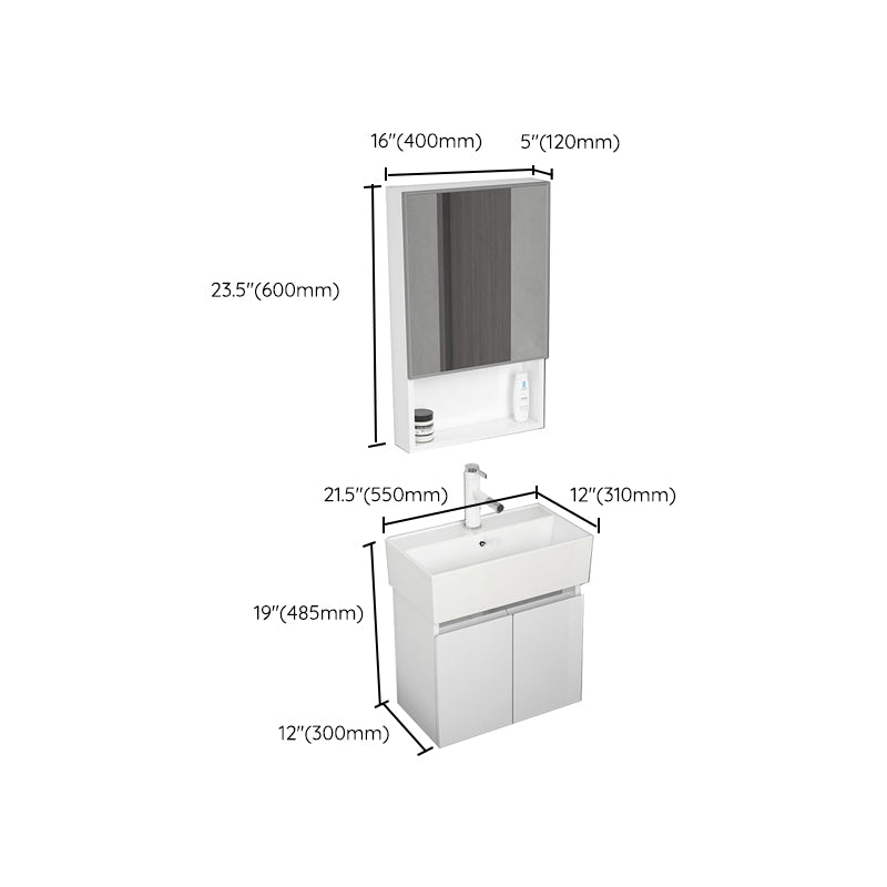 Modern Metal Bathroom Vanity Solid Color Wall Mount Vanity Cabinet in White Clearhalo 'Bathroom Remodel & Bathroom Fixtures' 'Bathroom Vanities' 'bathroom_vanities' 'Home Improvement' 'home_improvement' 'home_improvement_bathroom_vanities' 6818746