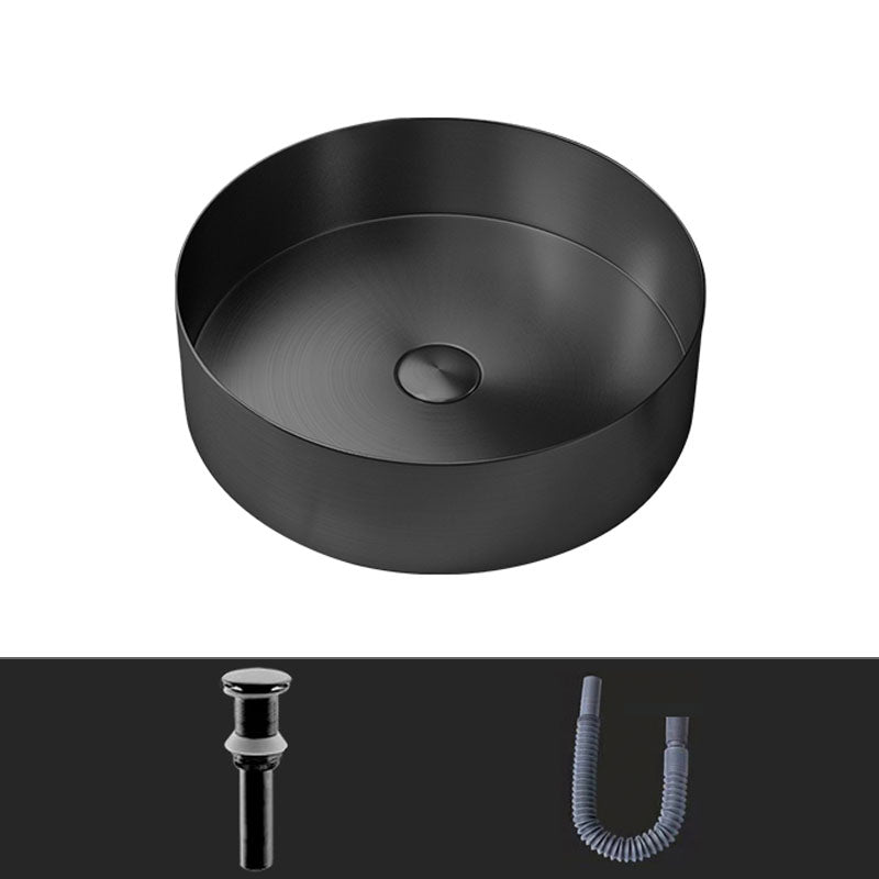 Metal Trough Sink Solid Color Bathroom Sink with Pop-Up Drain Black Unavailiable Sink Clearhalo 'Bathroom Remodel & Bathroom Fixtures' 'Bathroom Sinks & Faucet Components' 'Bathroom Sinks' 'bathroom_sink' 'Home Improvement' 'home_improvement' 'home_improvement_bathroom_sink' 6818826