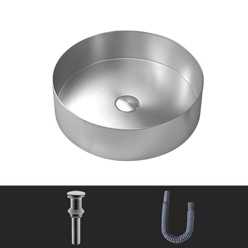 Metal Trough Sink Solid Color Bathroom Sink with Pop-Up Drain Silver Unavailiable Sink Clearhalo 'Bathroom Remodel & Bathroom Fixtures' 'Bathroom Sinks & Faucet Components' 'Bathroom Sinks' 'bathroom_sink' 'Home Improvement' 'home_improvement' 'home_improvement_bathroom_sink' 6818832