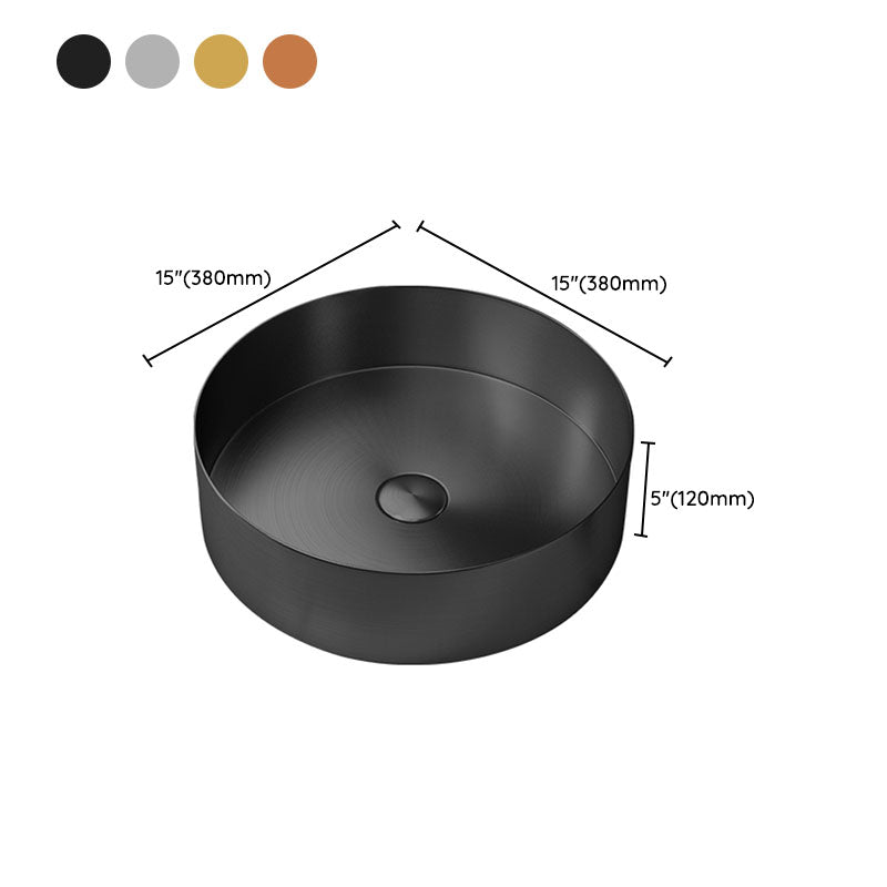 Metal Trough Sink Solid Color Bathroom Sink with Pop-Up Drain Clearhalo 'Bathroom Remodel & Bathroom Fixtures' 'Bathroom Sinks & Faucet Components' 'Bathroom Sinks' 'bathroom_sink' 'Home Improvement' 'home_improvement' 'home_improvement_bathroom_sink' 6818850