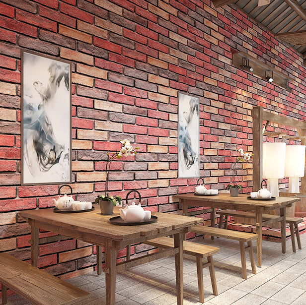 Industrial Wall Plank Brick Print Bathroom and Living Room Wall Panels Brick Red 98.4' (30m) Clearhalo 'Flooring 'Home Improvement' 'home_improvement' 'home_improvement_wall_paneling' 'Wall Paneling' 'wall_paneling' 'Walls & Ceilings' Walls and Ceiling' 6819073
