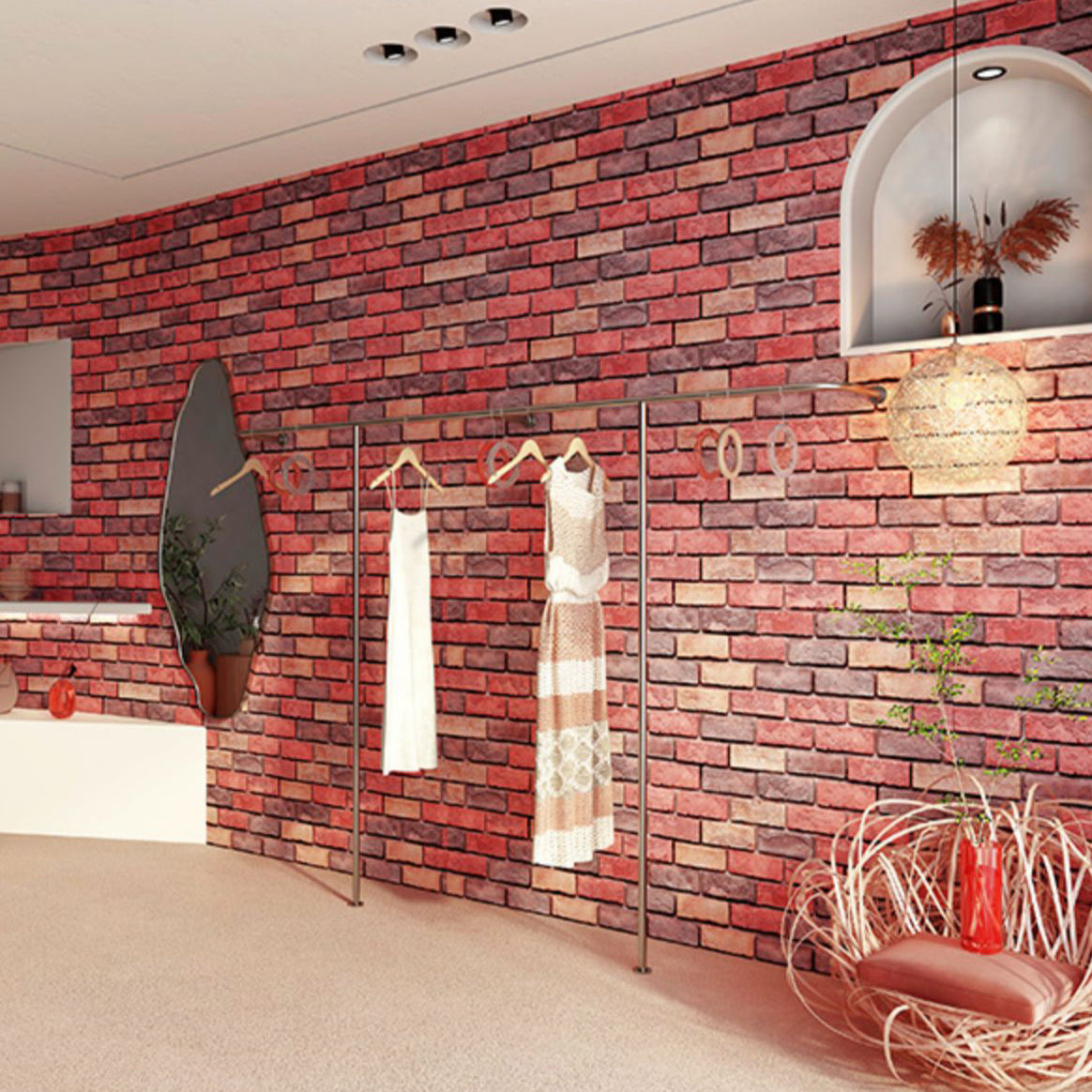 Industrial Wall Plank Brick Print Bathroom and Living Room Wall Panels Clearhalo 'Flooring 'Home Improvement' 'home_improvement' 'home_improvement_wall_paneling' 'Wall Paneling' 'wall_paneling' 'Walls & Ceilings' Walls and Ceiling' 6819083