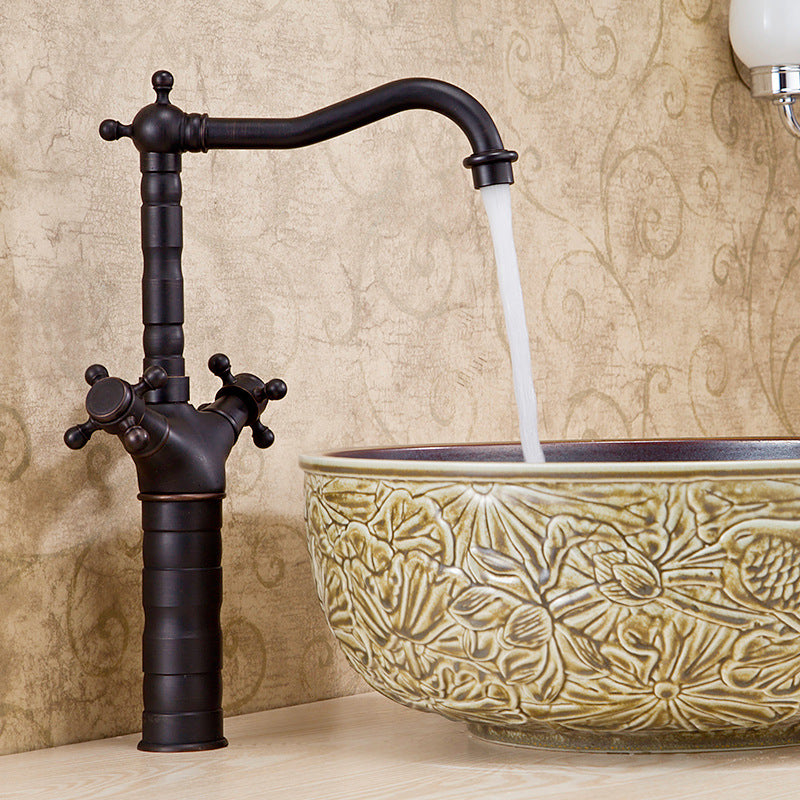 Glam Vessel Sink Bathroom Faucet Brass Cross Handles Swivel Spout Lavatory Faucet Clearhalo 'bathroom_sink_faucets' 'Conjunta de Baño y Conjunta de Grifo' 'Coronamiento de Baño y Dispositivo de Baño' 'Grifo del lavabo del baño' 'Hogar' 'home_improvement' 'home_improvement_bathroom_sink_faucets' 'Mejoras para el hogar' 6819687