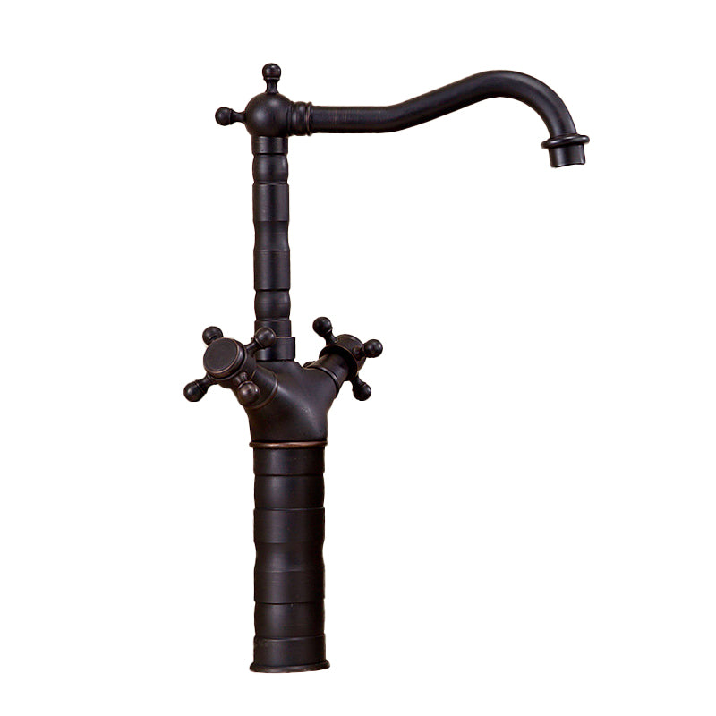 Glam Vessel Sink Bathroom Faucet Brass Cross Handles Swivel Spout Lavatory Faucet Clearhalo 'bathroom_sink_faucets' 'Conjunta de Baño y Conjunta de Grifo' 'Coronamiento de Baño y Dispositivo de Baño' 'Grifo del lavabo del baño' 'Hogar' 'home_improvement' 'home_improvement_bathroom_sink_faucets' 'Mejoras para el hogar' 6819688