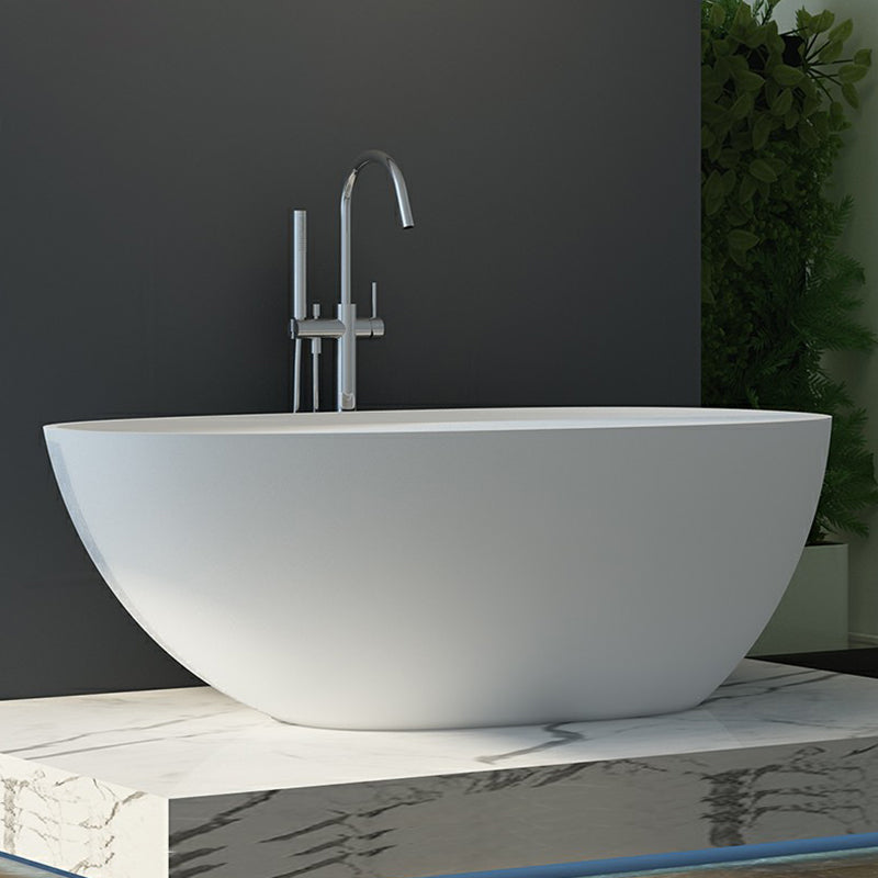 Stone Soaking Modern Bath Tub Antique Finish Freestanding Bath Tub Matte White 67"L x 35"W x 22"H Clearhalo 'Bathroom Remodel & Bathroom Fixtures' 'Bathtubs' 'Home Improvement' 'home_improvement' 'home_improvement_bathtubs' 'Showers & Bathtubs' 6821680