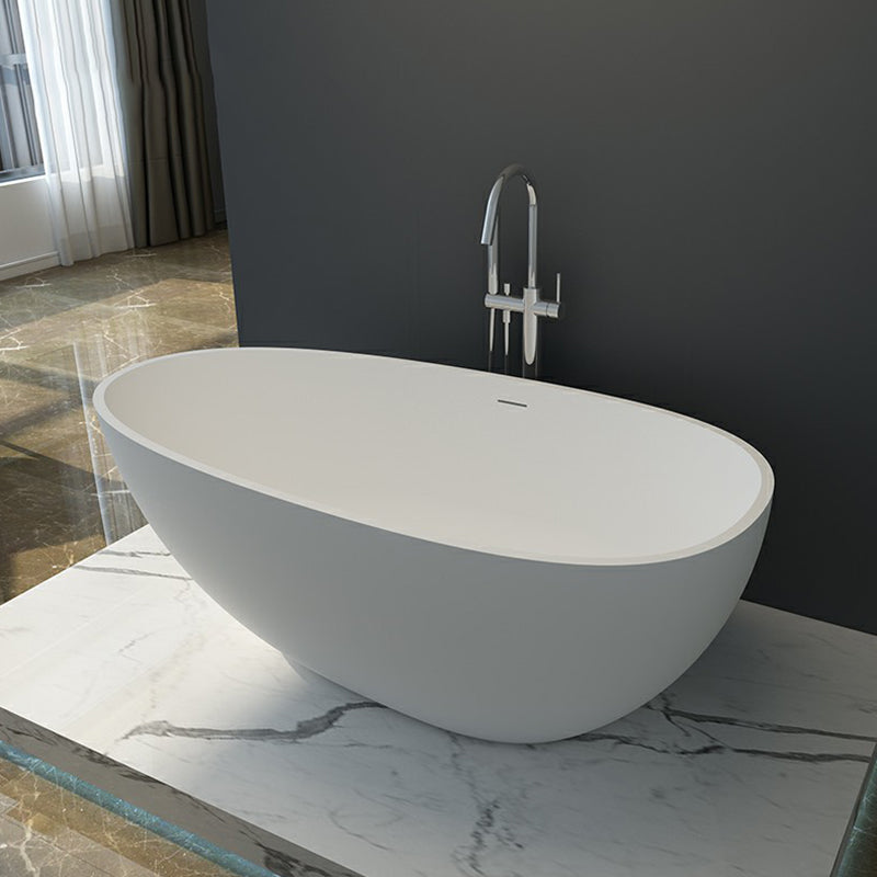 Stone Soaking Modern Bath Tub Antique Finish Freestanding Bath Tub Matte White Clearhalo 'Bathroom Remodel & Bathroom Fixtures' 'Bathtubs' 'Home Improvement' 'home_improvement' 'home_improvement_bathtubs' 'Showers & Bathtubs' 6821681