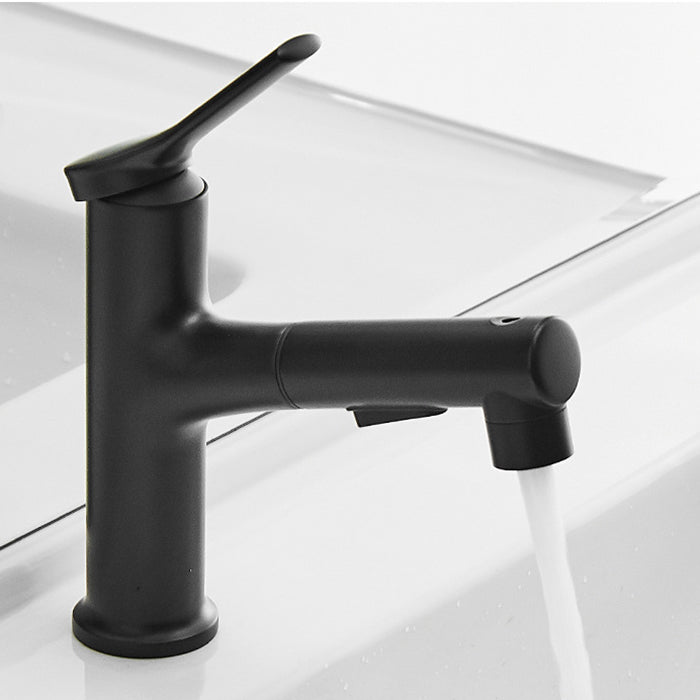 Contemporary Sink Faucet Plain Low Arc Copper Basin Lavatory Faucet Clearhalo 'Bathroom Remodel & Bathroom Fixtures' 'Bathroom Sink Faucets' 'Bathroom Sinks & Faucet Components' 'bathroom_sink_faucets' 'Home Improvement' 'home_improvement' 'home_improvement_bathroom_sink_faucets' 6822889