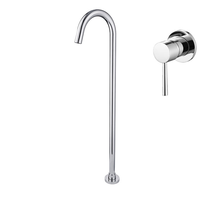 Modern Freestanding Tub Filler Copper Trim Floor Mounted Tub Filler Chrome Lever Handles Clearhalo 'Bathroom Remodel & Bathroom Fixtures' 'Bathtub Faucets' 'bathtub_faucets' 'Home Improvement' 'home_improvement' 'home_improvement_bathtub_faucets' 6823371