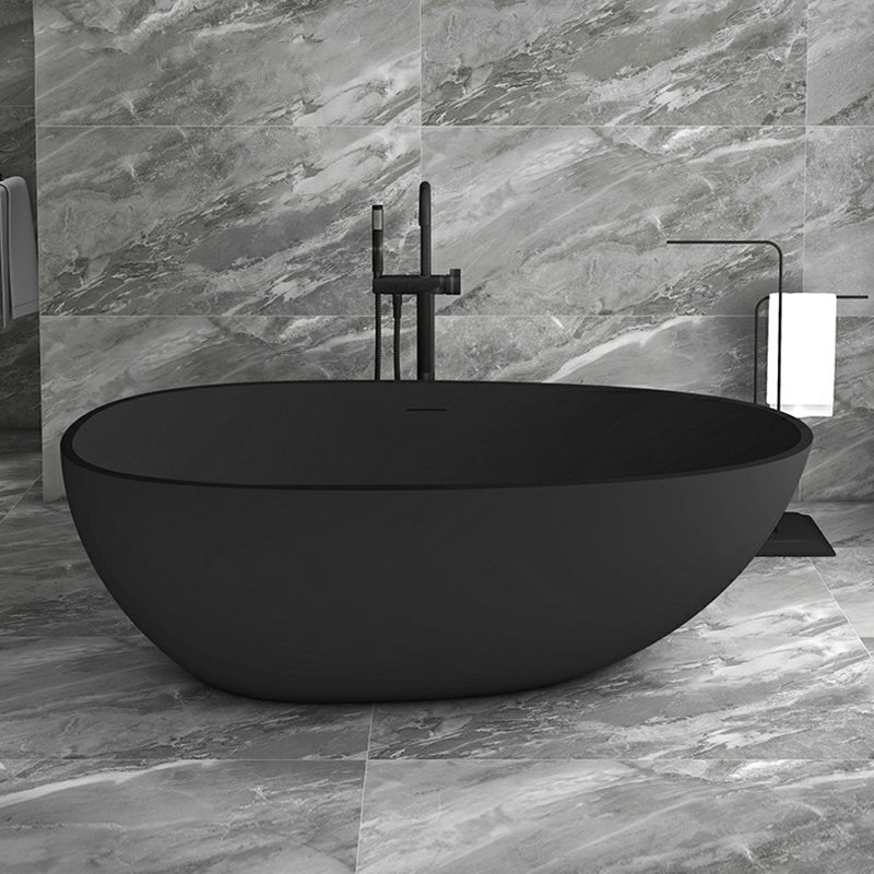 Modern Style Freestanding Soaking Bathtub Stone Free Form Bathtub Black 1\ (2.5cm) Clearhalo 'Bathroom Remodel & Bathroom Fixtures' 'Bathtubs' 'Home Improvement' 'home_improvement' 'home_improvement_bathtubs' 'Showers & Bathtubs' 6824544