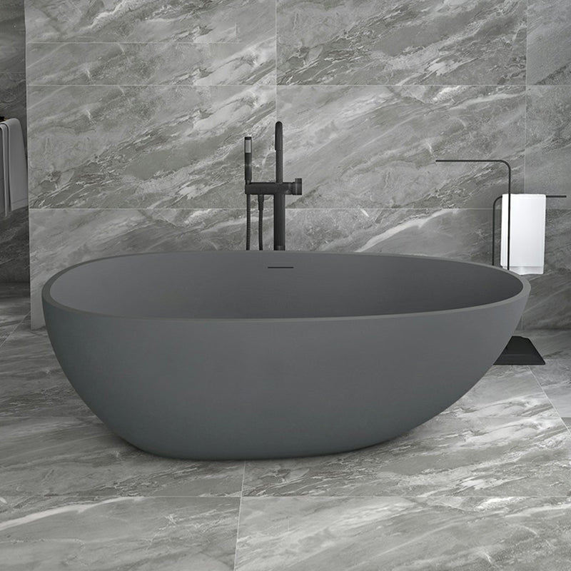 Modern Style Freestanding Soaking Bathtub Stone Free Form Bathtub Grey 1\ (2.5cm) Clearhalo 'Bathroom Remodel & Bathroom Fixtures' 'Bathtubs' 'Home Improvement' 'home_improvement' 'home_improvement_bathtubs' 'Showers & Bathtubs' 6824545