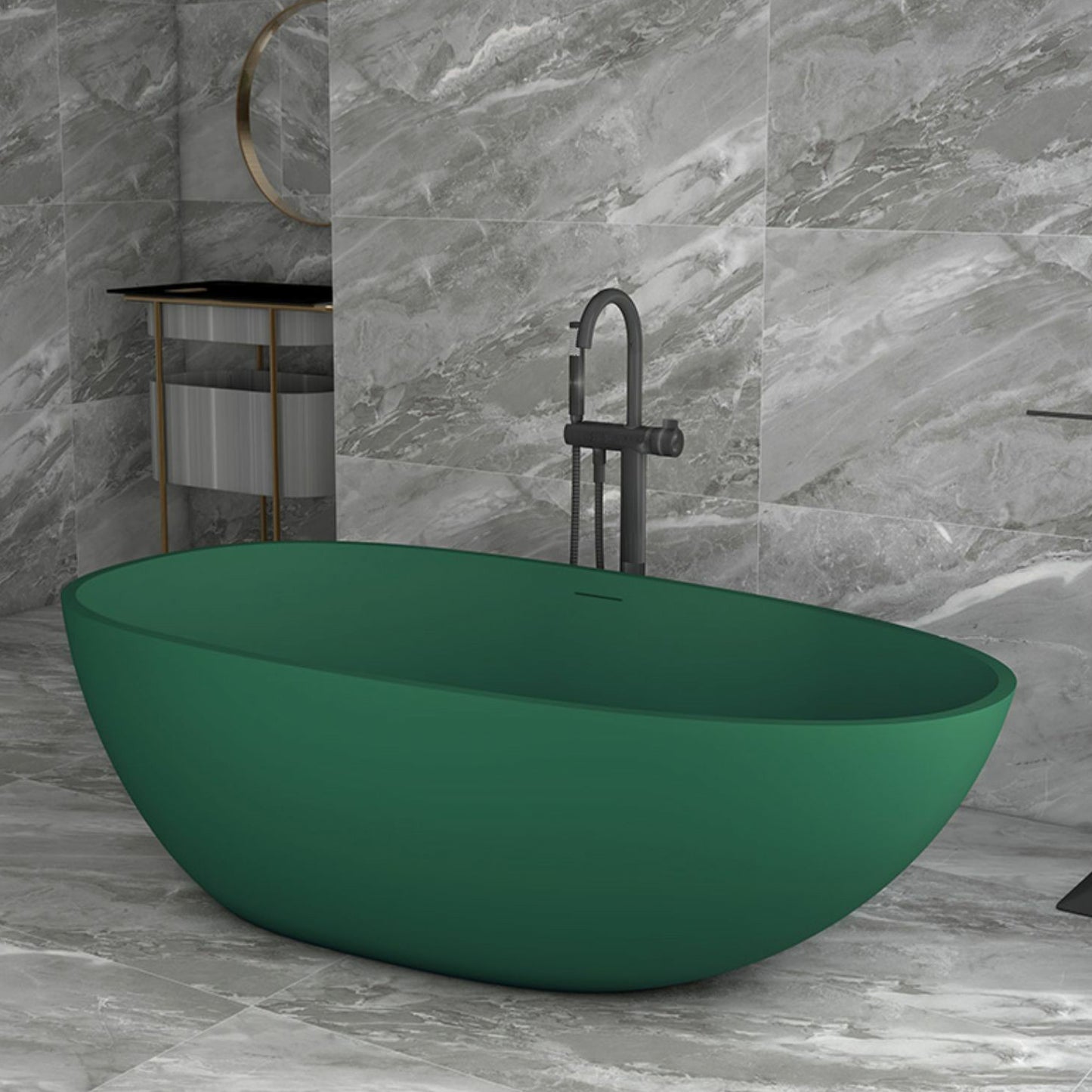 Modern Style Freestanding Soaking Bathtub Stone Free Form Bathtub Green 71"L x 35"W x 22"H 1\ (2.5cm) Clearhalo 'Bathroom Remodel & Bathroom Fixtures' 'Bathtubs' 'Home Improvement' 'home_improvement' 'home_improvement_bathtubs' 'Showers & Bathtubs' 6824546