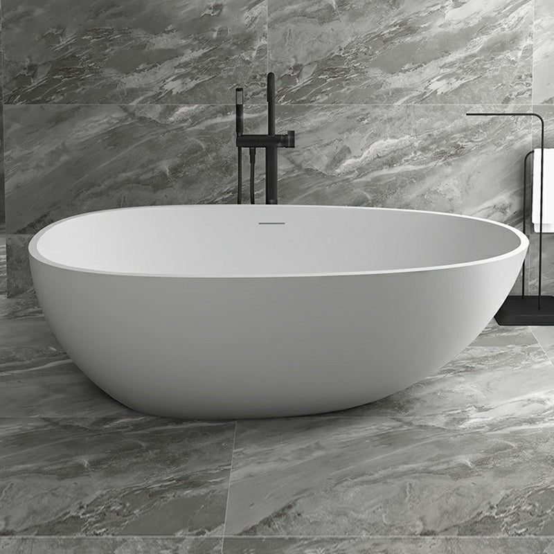 Modern Style Freestanding Soaking Bathtub Stone Free Form Bathtub White 1\ (2.5cm) Clearhalo 'Bathroom Remodel & Bathroom Fixtures' 'Bathtubs' 'Home Improvement' 'home_improvement' 'home_improvement_bathtubs' 'Showers & Bathtubs' 6824547