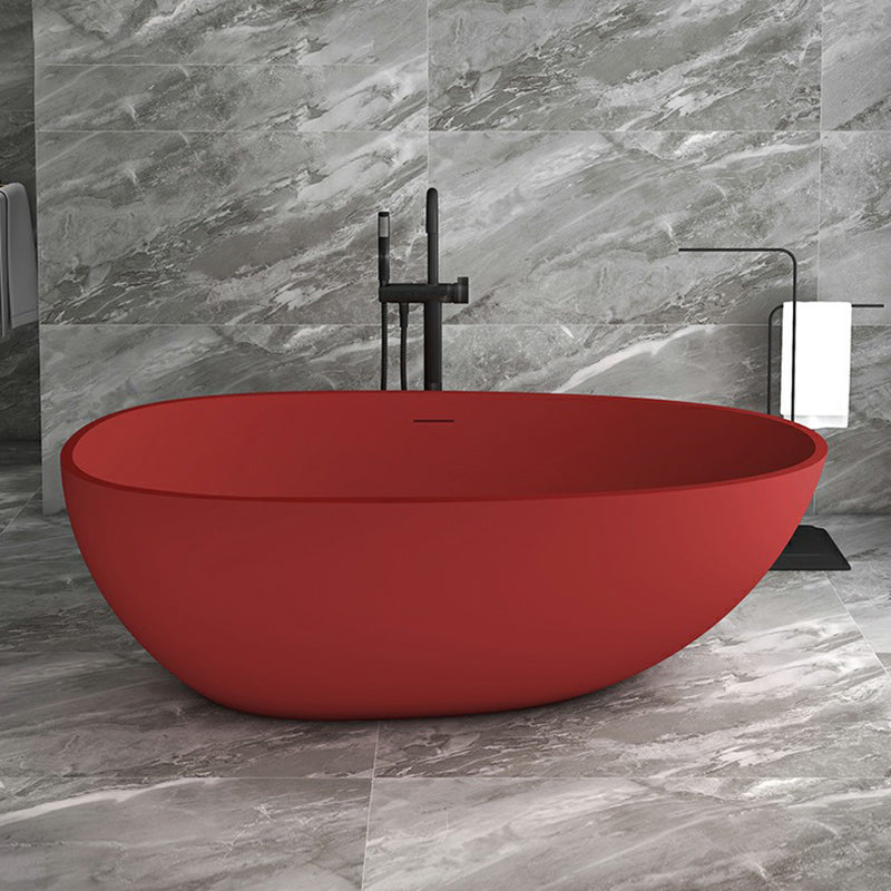 Modern Style Freestanding Soaking Bathtub Stone Free Form Bathtub Red 1\ (2.5cm) Clearhalo 'Bathroom Remodel & Bathroom Fixtures' 'Bathtubs' 'Home Improvement' 'home_improvement' 'home_improvement_bathtubs' 'Showers & Bathtubs' 6824550