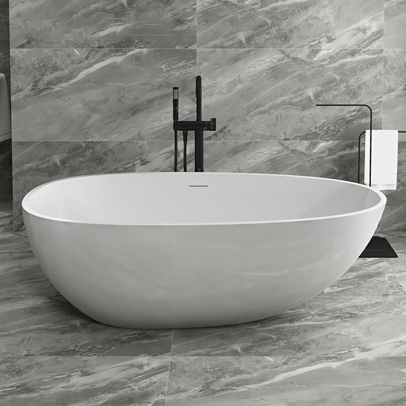 Modern Style Freestanding Soaking Bathtub Stone Free Form Bathtub Gloss White 1\ (2.5cm) Clearhalo 'Bathroom Remodel & Bathroom Fixtures' 'Bathtubs' 'Home Improvement' 'home_improvement' 'home_improvement_bathtubs' 'Showers & Bathtubs' 6824554