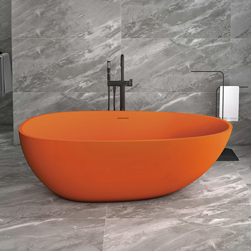 Modern Style Freestanding Soaking Bathtub Stone Free Form Bathtub Orange 1\ (2.5cm) Clearhalo 'Bathroom Remodel & Bathroom Fixtures' 'Bathtubs' 'Home Improvement' 'home_improvement' 'home_improvement_bathtubs' 'Showers & Bathtubs' 6824557