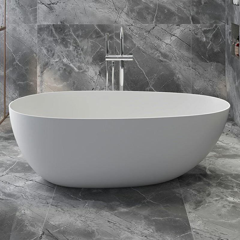 Modern Style Freestanding Soaking Bathtub Stone Free Form Bathtub White 0.5\ (1.2cm) Clearhalo 'Bathroom Remodel & Bathroom Fixtures' 'Bathtubs' 'Home Improvement' 'home_improvement' 'home_improvement_bathtubs' 'Showers & Bathtubs' 6824559